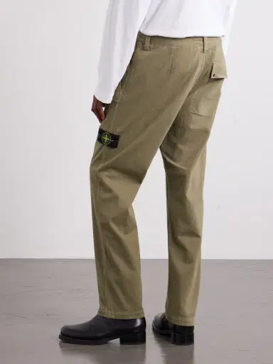 Stone Island Logo-Appliquéd Straight-Leg Herringbone Cotton Trousers - Men | Thumbnail 4 Stone Island Logo-Appliquéd Straight-Leg Herringbone Cotton Trousers - Men | Thumbnail 4