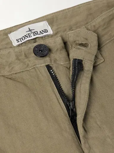 Stone Island Logo-Appliquéd Straight-Leg Herringbone Cotton Trousers - Men | Thumbnail 6 Stone Island Logo-Appliquéd Straight-Leg Herringbone Cotton Trousers - Men | Thumbnail 6