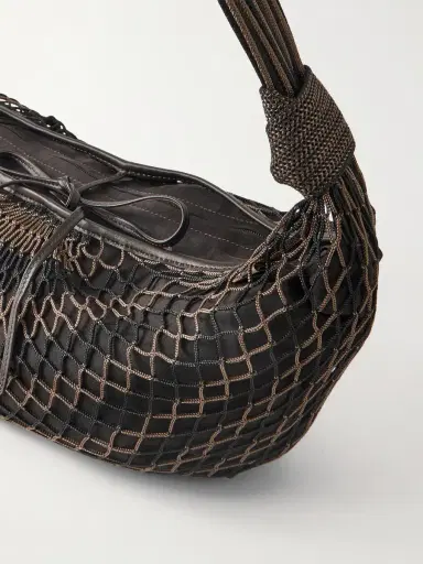 Lemaire Croissant Leather-Trimmed Fishnet Messenger Bag - Men | Thumbnail 4 Lemaire Croissant Leather-Trimmed Fishnet Messenger Bag - Men | Thumbnail 4