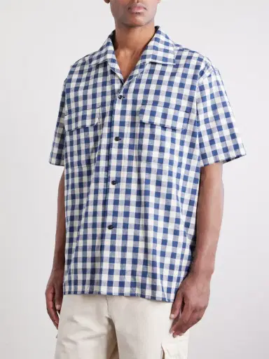 Monitaly Milano Gingham Cotton and Linen-Blend Shirt - Men | Thumbnail 3 Monitaly Milano Gingham Cotton and Linen-Blend Shirt - Men | Thumbnail 3