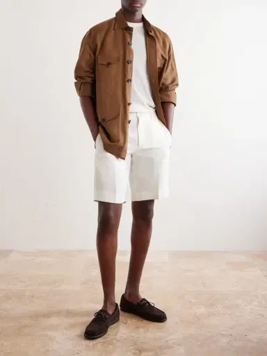 Anderson & Sheppard Straight-Leg Garment-Dyed Linen Shorts - Men | Thumbnail 2