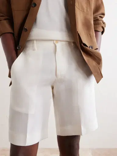 Anderson & Sheppard Straight-Leg Garment-Dyed Linen Shorts - Men | Thumbnail 5