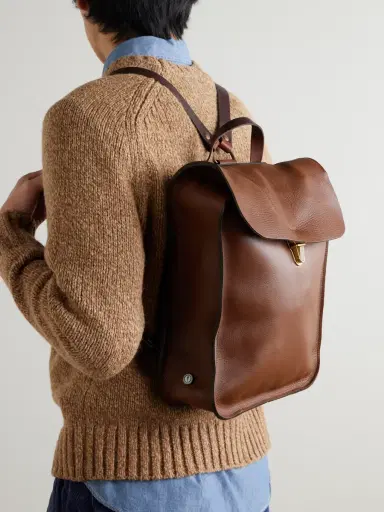 Bleu de Chauffe Full-Grain Leather Backpack - Men | Thumbnail 2 Bleu de Chauffe Full-Grain Leather Backpack - Men | Thumbnail 2