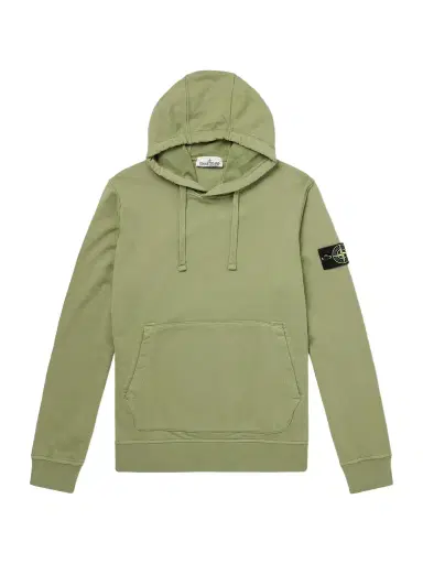 Stone Island Logo-Appliquéd Garment-Dyed Cotton-Fleece Hoodie - Men | Thumbnail 1 Stone Island Logo-Appliquéd Garment-Dyed Cotton-Fleece Hoodie - Men | Thumbnail 1