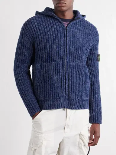 Stone Island Knitted Cotton-Chenille Zip-Up Hoodie - Men | Thumbnail 3 Stone Island Knitted Cotton-Chenille Zip-Up Hoodie - Men | Thumbnail 3