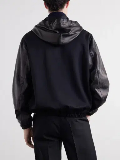 Wales Bonner Vista Striped Leather Hooded Jacket - Men | Thumbnail 4 Wales Bonner Vista Striped Leather Hooded Jacket - Men | Thumbnail 4