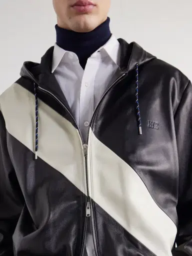 Wales Bonner Vista Striped Leather Hooded Jacket - Men | Thumbnail 5 Wales Bonner Vista Striped Leather Hooded Jacket - Men | Thumbnail 5