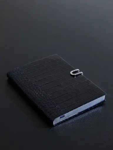 Smythson Soho Croc-Effect Leather Notebook - Men | Thumbnail 1