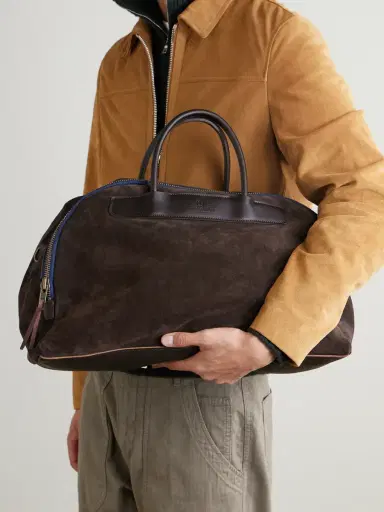 Bleu de Chauffe Leather-Trimmed Suede Weekend Bag - Men | Thumbnail 2