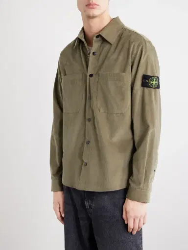 Stone Island Logo-Appliquéd Cotton Corduroy Shirt - Men | Thumbnail 3 Stone Island Logo-Appliquéd Cotton Corduroy Shirt - Men | Thumbnail 3