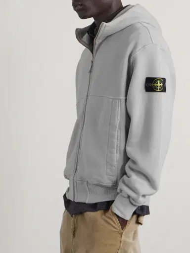 Stone Island Logo-Appliqued Cotton-Jersey Zip-Up Hoodie - Men | Thumbnail 5 Stone Island Logo-Appliqued Cotton-Jersey Zip-Up Hoodie - Men | Thumbnail 5