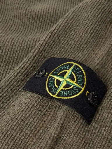 Stone Island Logo-Appliquéd Grosgrain-Trimmed Garment-Dyed Ribbed Wool-Blend Sweatshirt - Men | Thumbnail 4 Stone Island Logo-Appliquéd Grosgrain-Trimmed Garment-Dyed Ribbed Wool-Blend Sweatshirt - Men | Thumbnail 4