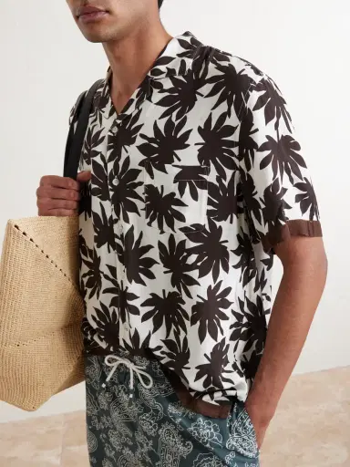 Onia Camp-Collar Printed Satin Shirt - Men | Thumbnail 5