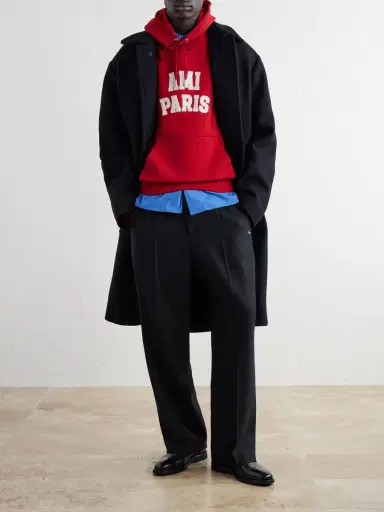 AMI PARIS Logo-Embroidered Organic Cotton-Fleece Hoodie - Men | Thumbnail 2 AMI PARIS Logo-Embroidered Organic Cotton-Fleece Hoodie - Men | Thumbnail 2