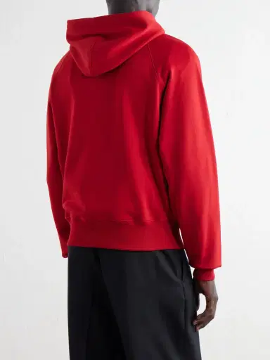 AMI PARIS Logo-Embroidered Organic Cotton-Fleece Hoodie - Men | Thumbnail 4 AMI PARIS Logo-Embroidered Organic Cotton-Fleece Hoodie - Men | Thumbnail 4
