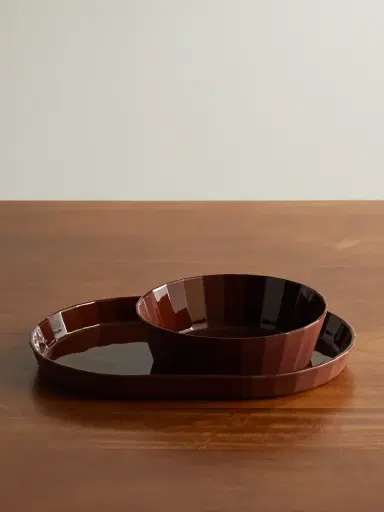 The Conran Shop Studio Word Fade Porcelain Serving Bowl and Platter Set - Men | Thumbnail 1
