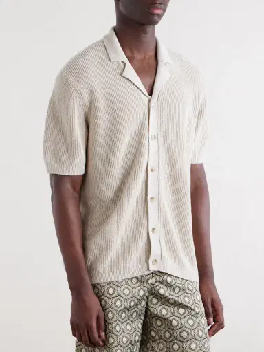 Onia Camp-Collar Linen, Silk and Cotton-Blend Shirt - Men | Thumbnail 3