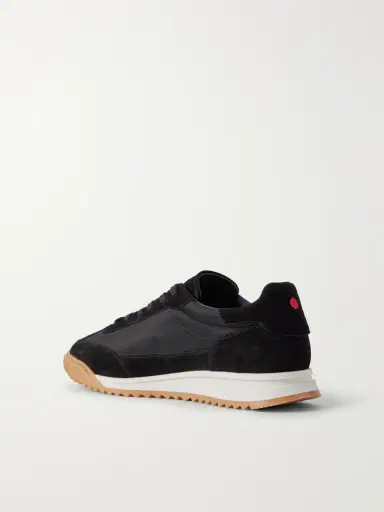Kiton Logo-Embroidered Suede-Trimmed Stretch-Knit Sneakers - Men | Thumbnail 4