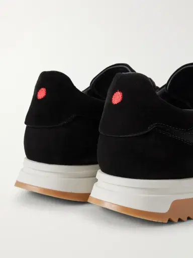 Kiton Logo-Embroidered Suede-Trimmed Stretch-Knit Sneakers - Men | Thumbnail 5