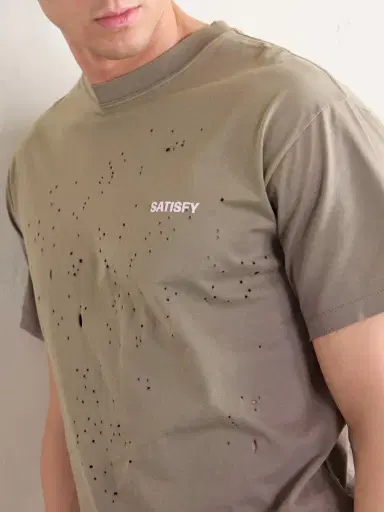 Satisfy Logo-Print Distressed MothTech™ Organic Cotton-Jersey T-Shirt - Men | Thumbnail 4 Satisfy Logo-Print Distressed MothTech™ Organic Cotton-Jersey T-Shirt - Men | Thumbnail 4