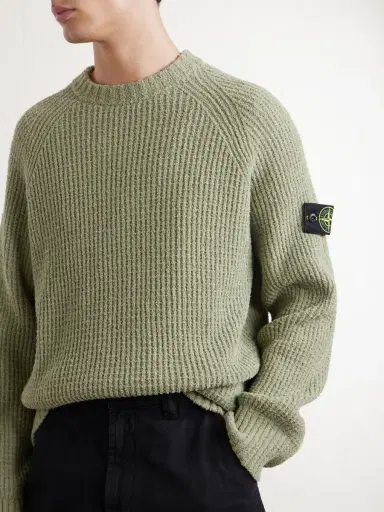 Stone Island Logo-Appliquéd Ribbed Cotton-Bouclé Sweater - Men | Thumbnail 5 Stone Island Logo-Appliquéd Ribbed Cotton-Bouclé Sweater - Men | Thumbnail 5