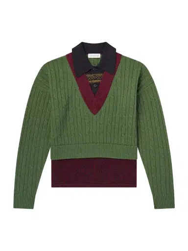 Dries Van Noten Jacquard-Trimmed Cable-Knit Wool and Cotton-Blend Sweater - Men | Thumbnail 1