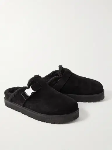 Moncler Mon Faux Shearling-Lined Suede Clogs - Men | Thumbnail 4