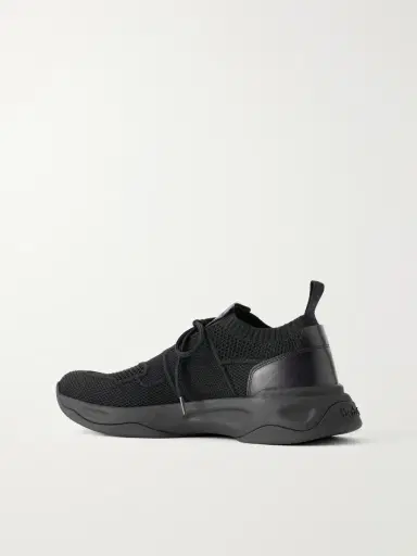 Berluti Shadow Leather-Trimmed Stretch-Knit Sneakers - Men | Thumbnail 4