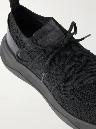 Berluti Shadow Leather-Trimmed Stretch-Knit Sneakers - Men | Thumbnail 5