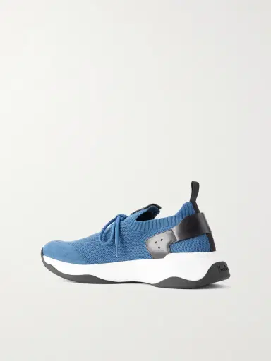 Berluti Shadow Leather-Trimmed Stretch-Knit Sneakers - Men | Thumbnail 4