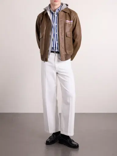 Aimé Leon Dore World's Borough Logo-Print Leather Jacket - Men | Thumbnail 2 Aimé Leon Dore World's Borough Logo-Print Leather Jacket - Men | Thumbnail 2