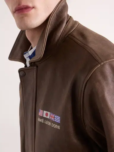 Aimé Leon Dore World's Borough Logo-Print Leather Jacket - Men | Thumbnail 5 Aimé Leon Dore World's Borough Logo-Print Leather Jacket - Men | Thumbnail 5