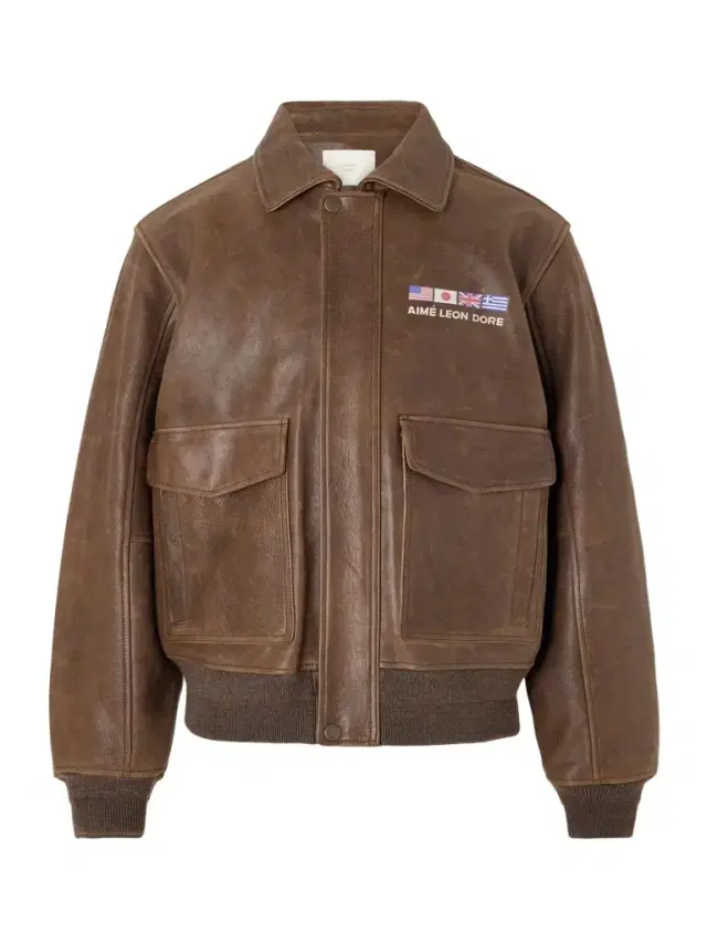 Aimé Leon Dore World's Borough Logo-Print Leather Jacket - Men