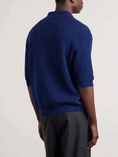 De Bonne Facture Honeycomb-Knit Cotton Polo Shirt - Men | Thumbnail 4 De Bonne Facture Honeycomb-Knit Cotton Polo Shirt - Men | Thumbnail 4