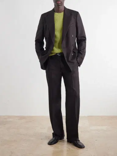 Dries Van Noten Double-Breasted Herringbone Wool Blazer - Men | Thumbnail 2