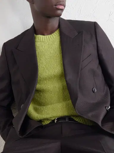 Dries Van Noten Double-Breasted Herringbone Wool Blazer - Men | Thumbnail 5