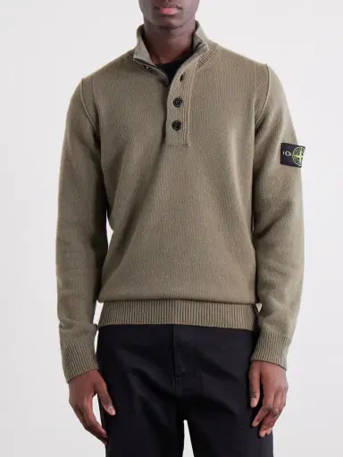 Stone Island Virgin Wool-Blend Polo Sweater - Men | Thumbnail 3 Stone Island Virgin Wool-Blend Polo Sweater - Men | Thumbnail 3