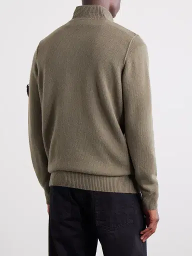 Stone Island Virgin Wool-Blend Polo Sweater - Men | Thumbnail 4 Stone Island Virgin Wool-Blend Polo Sweater - Men | Thumbnail 4