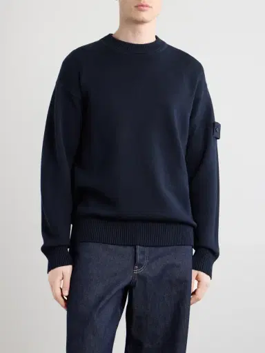 Stone Island Ghost Logo-Appliquéd Cotton and Cashmere-Blend Sweater - Men | Thumbnail 3 Stone Island Ghost Logo-Appliquéd Cotton and Cashmere-Blend Sweater - Men | Thumbnail 3