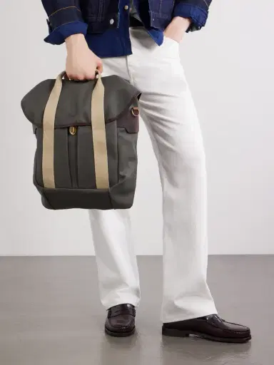 Bleu de Chauffe Chiloé Leather-Trimmed Waxed Cotton-Canvas Backpack - Men | Thumbnail 2