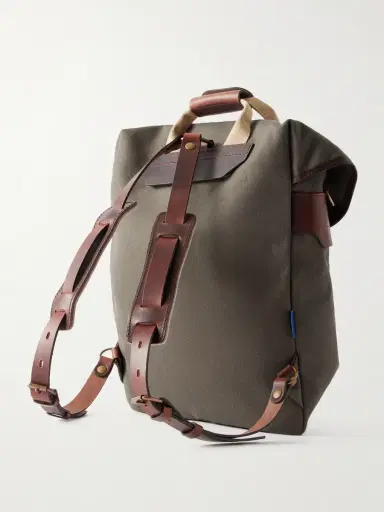 Bleu de Chauffe Chiloé Leather-Trimmed Waxed Cotton-Canvas Backpack - Men | Thumbnail 4