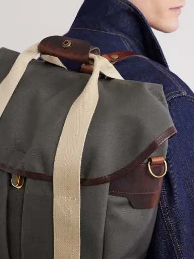 Bleu de Chauffe Chiloé Leather-Trimmed Waxed Cotton-Canvas Backpack - Men | Thumbnail 5
