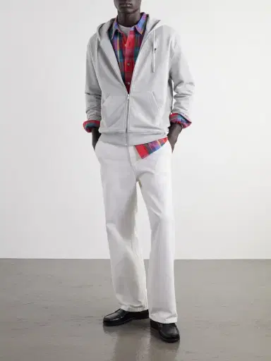 AMI PARIS Logo-Embroidered Cotton-Jersey Zip-Up Hoodie - Men | Thumbnail 2 AMI PARIS Logo-Embroidered Cotton-Jersey Zip-Up Hoodie - Men | Thumbnail 2