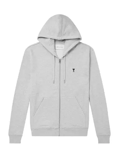 AMI PARIS Logo-Embroidered Cotton-Jersey Zip-Up Hoodie - Men | Thumbnail 1 AMI PARIS Logo-Embroidered Cotton-Jersey Zip-Up Hoodie - Men | Thumbnail 1