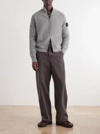 Stone Island Mineral-Dyed Cotton Zip-Up Sweater - Men | Thumbnail 2