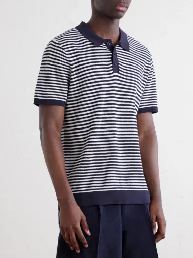 Onia Striped Textured-Cotton Polo Shirt - Men | Thumbnail 3