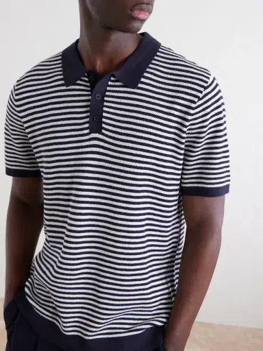 Onia Striped Textured-Cotton Polo Shirt - Men | Thumbnail 5
