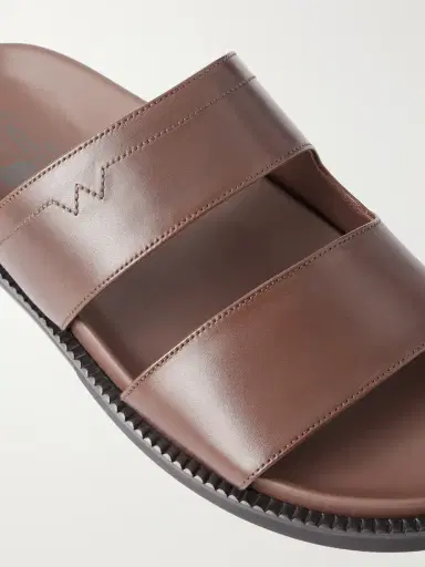 J.M. Weston Double V Anatomical Leather Slides - Men | Thumbnail 4 J.M. Weston Double V Anatomical Leather Slides - Men | Thumbnail 4
