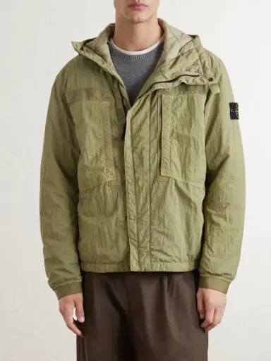 Stone Island Garment-Dyed Padded Crinkled Warp Rib Nylon-TC Hooded Jacket - Men | Thumbnail 3