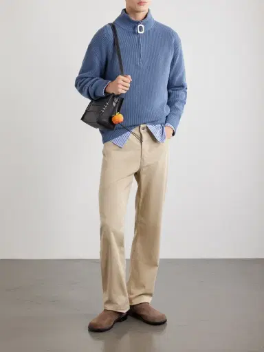 JW Anderson Ribbed Wool and Cotton-Blend Half-Zip Turtleneck Sweater - Men | Thumbnail 2 JW Anderson Ribbed Wool and Cotton-Blend Half-Zip Turtleneck Sweater - Men | Thumbnail 2